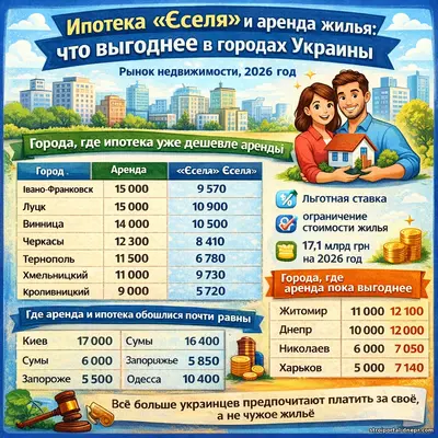 Ипотека «єОселя» и аренда жилья: как меняется баланс в городах Украины