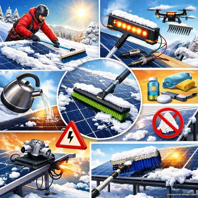 Как чистить солнечные панели от снега: большое практическое руководство