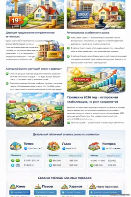 Рынок недвижимости Украины 2025–2026: тенденции, цены, сегменты и прогноз