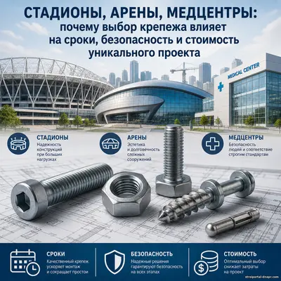 Стадионы, арены, медцентры: почему выбор крепежа влияет на сроки, безопасность и стоимость уникального проекта