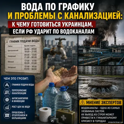Вода по часам, переполненная канализация: что ждет украинские города, если удары пойдут по водоканалам