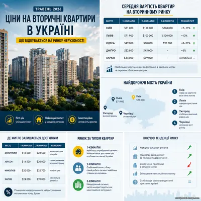 Квартиры дорожают по всей Украине: шокирующие цифры вторичного рынка в мае 2026 года