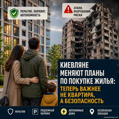 Киевляне начали массово менять планы по покупке жилья: после атак покупатели ищут не квартиры, а безопасные дома