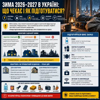 Зима 2026 - 2027 в Украине: будет ли свет, вода и тепло? Что нужно сделать уже сейчас, чтобы не замерзнуть и пережить отключения