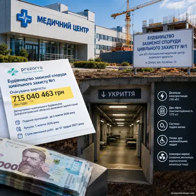 У Дніпрі планують збудувати укриття для медцентру за 715 млн грн — що побудують за ці гроші та де тут питання до вартості