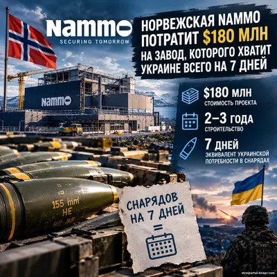 Норвегия потратит $180 млн на завод, которого хватит Украине всего на 7 дней: Европа столкнулась с проблемой снарядов
